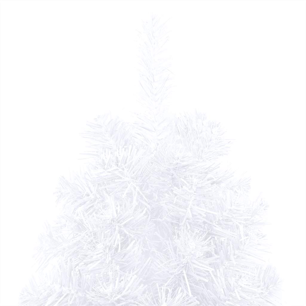 Artificial Christmas tree with lights and Christmas balls half 150 cm white