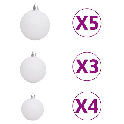 Artificial Christmas tree with lights and Christmas balls half 150 cm white