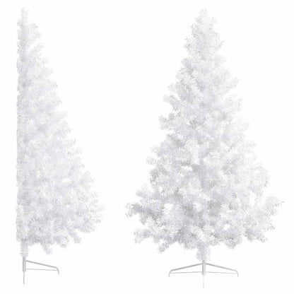 Artificial Christmas tree with lights and Christmas balls half 210 cm white