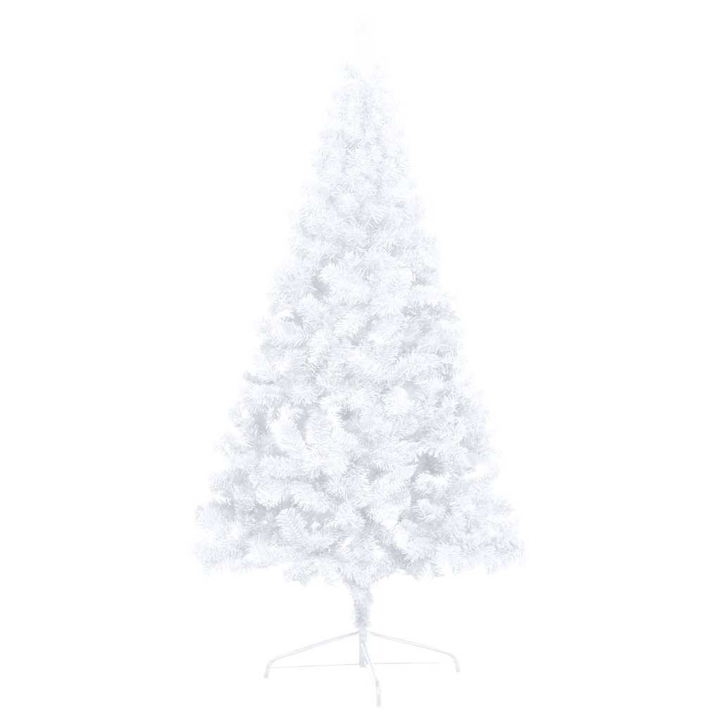 Artificial Christmas tree with lights and Christmas balls half 210 cm white