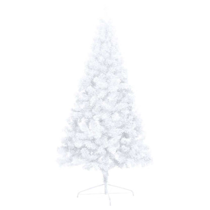 Artificial Christmas tree with lights and Christmas balls half 210 cm white