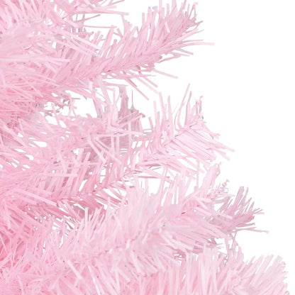 Kunstkerstboom met verlichting en kerstballen 120 cm PVC roze