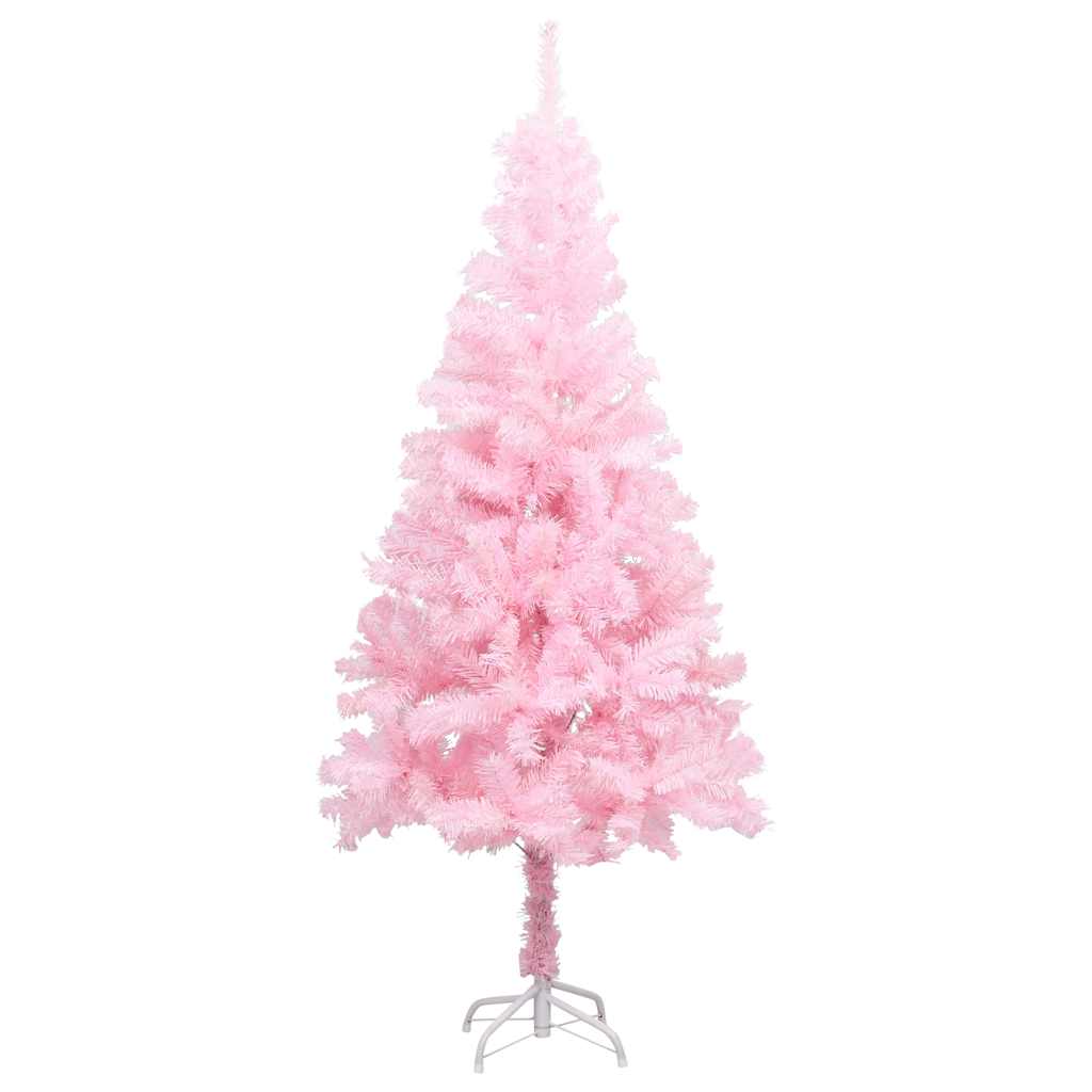 Kunstkerstboom met verlichting en kerstballen 150 cm PVC roze