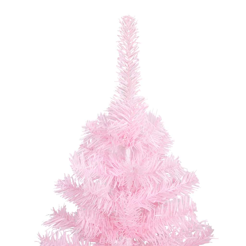 Kunstkerstboom met verlichting en kerstballen 180 cm PVC roze