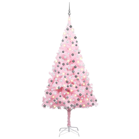 Artificial Christmas tree with lights and Christmas balls 240 cm PVC pink