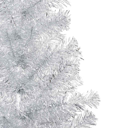 Kunstkerstboom met verlichting en kerstballen 150 cm PET zilver
