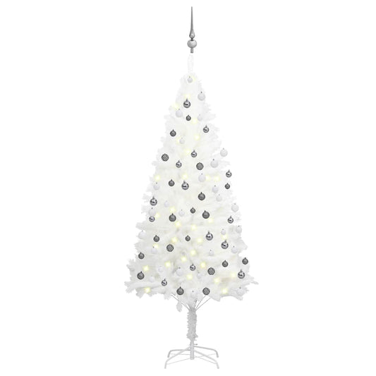 Artificial Christmas tree with lights and Christmas balls 180 cm white