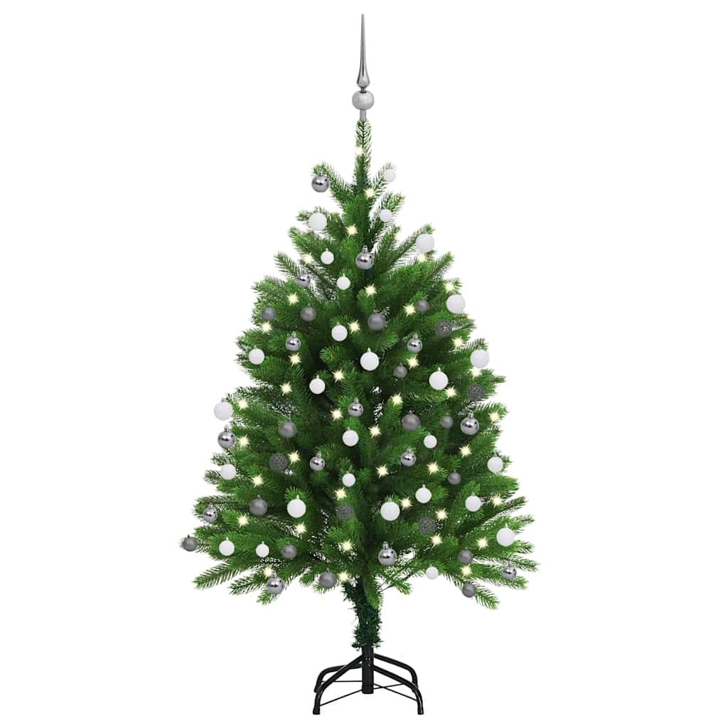 Kunstkerstboom met verlichting en kerstballen 120 cm groen