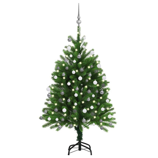 Kunstkerstboom met verlichting en kerstballen 120 cm groen
