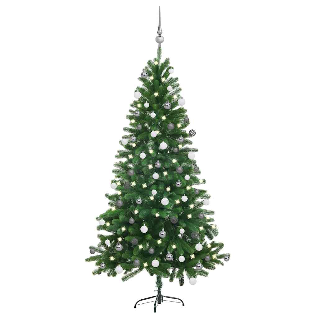 Kunstkerstboom met verlichting en kerstballen 150 cm groen