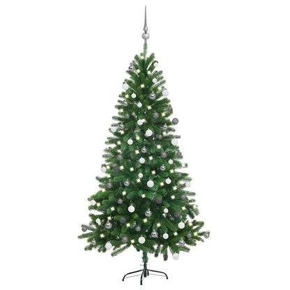 Kunstkerstboom met verlichting en kerstballen 150 cm groen
