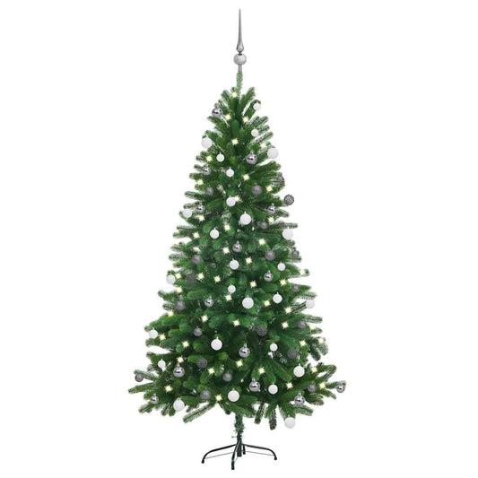 Kunstkerstboom met verlichting en kerstballen 150 cm groen