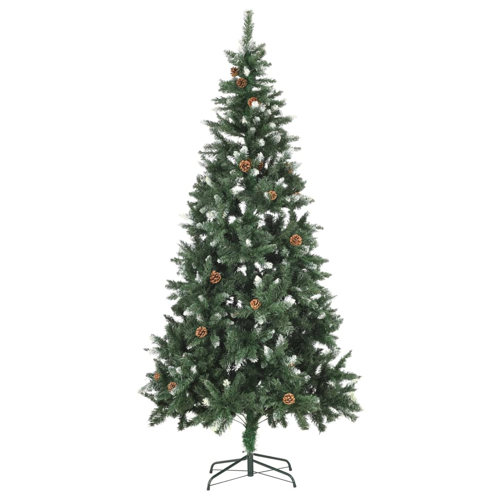 Kunstkerstboom met verlichting en dennenappels 210 cm