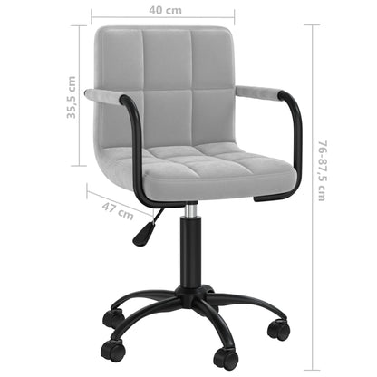Kantoorstoel draaibaar fluweel lichtgrijs