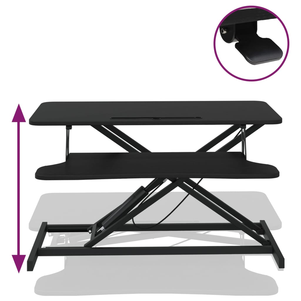 Bureau verstelbaar 90x40x(13-41,5) cm staal en bewerkt hout