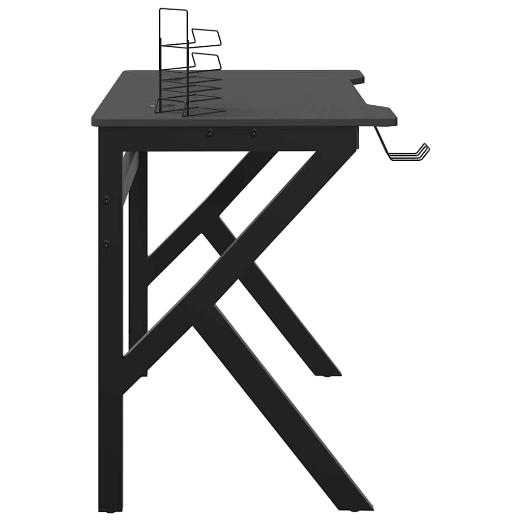 Gamingbureau met K-vormige poten 90x60x75 cm zwart