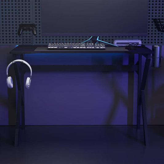 Gaming desk with K-shaped legs 110x60x75 cm black