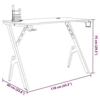 Gaming desk with Y-shaped legs 110x60x75 cm black