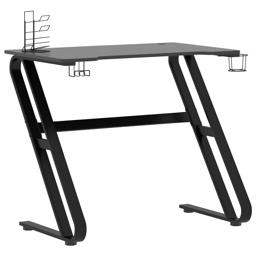 Gaming desk with ZZ-shaped legs 90x60x75 cm black