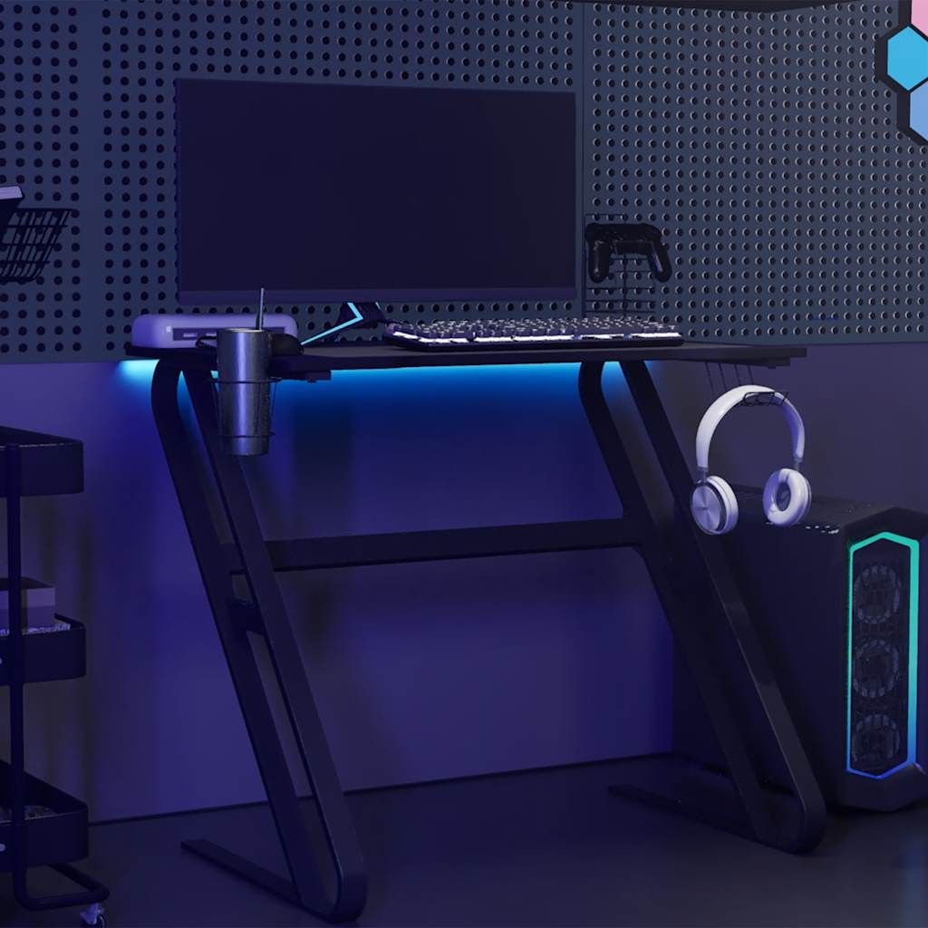 Gaming desk with ZZ-shaped legs 90x60x75 cm black