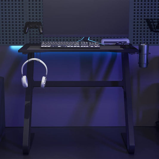 Gaming desk with ZZ-shaped legs 90x60x75 cm black