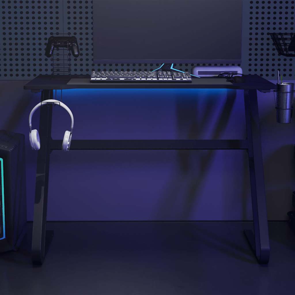 Gamingbureau met ZZ-vormige poten 110x60x75 cm zwart