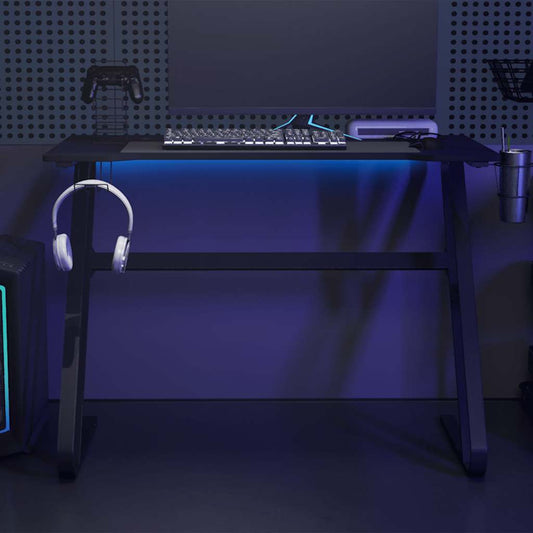Gaming desk with ZZ-shaped legs 110x60x75 cm black