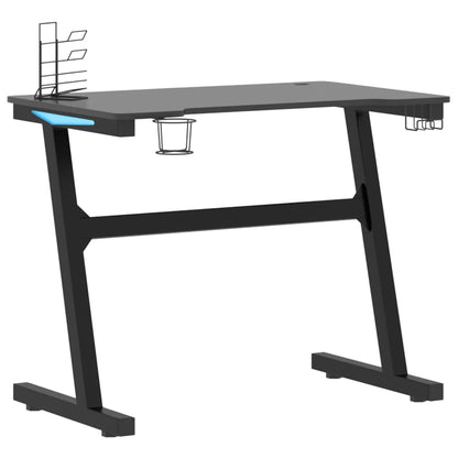 Gaming desk with Z-shaped legs LED 90x60x75 cm black