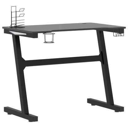 Gaming desk with Z-shaped legs LED 90x60x75 cm black