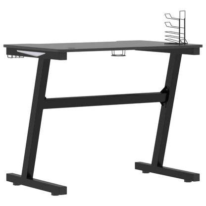 Gaming desk with Z-shaped legs LED 90x60x75 cm black