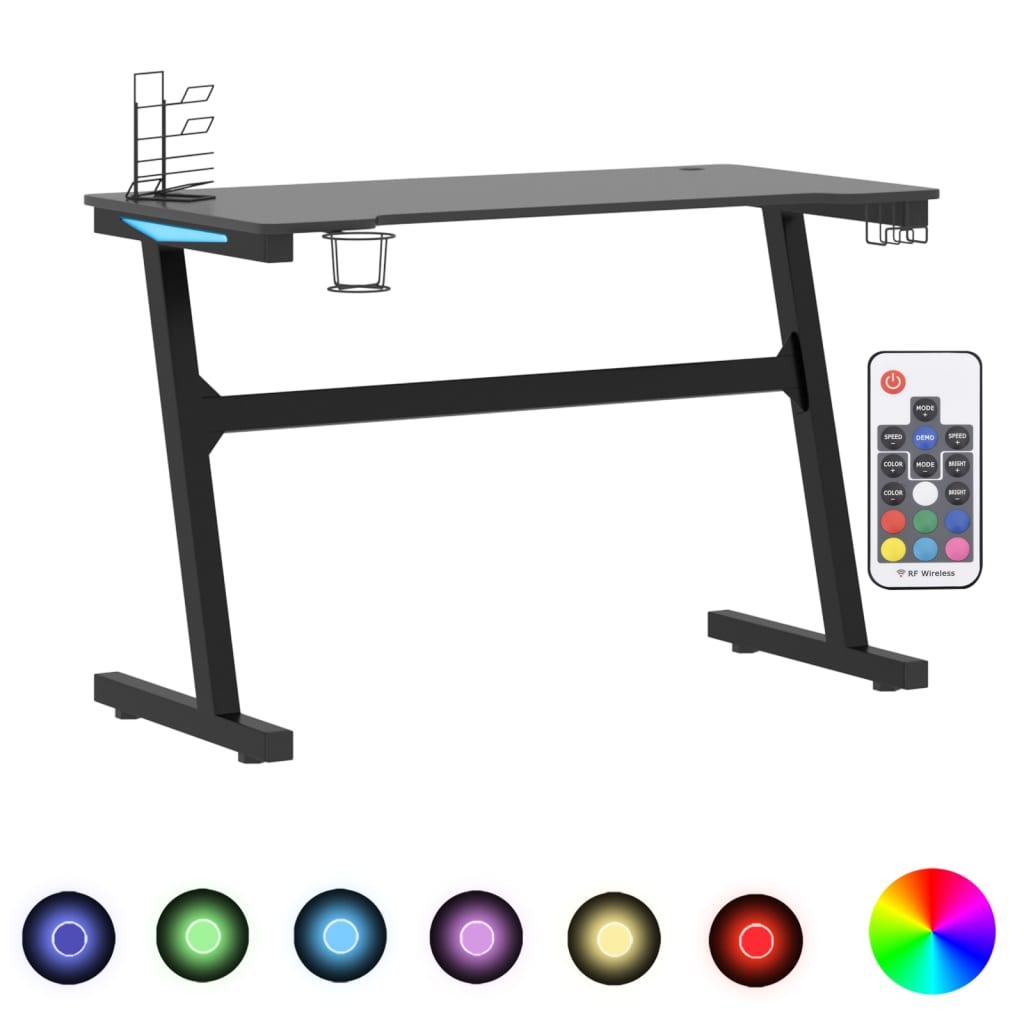 Gaming desk with Z-shaped legs LED 110x60x75 cm black