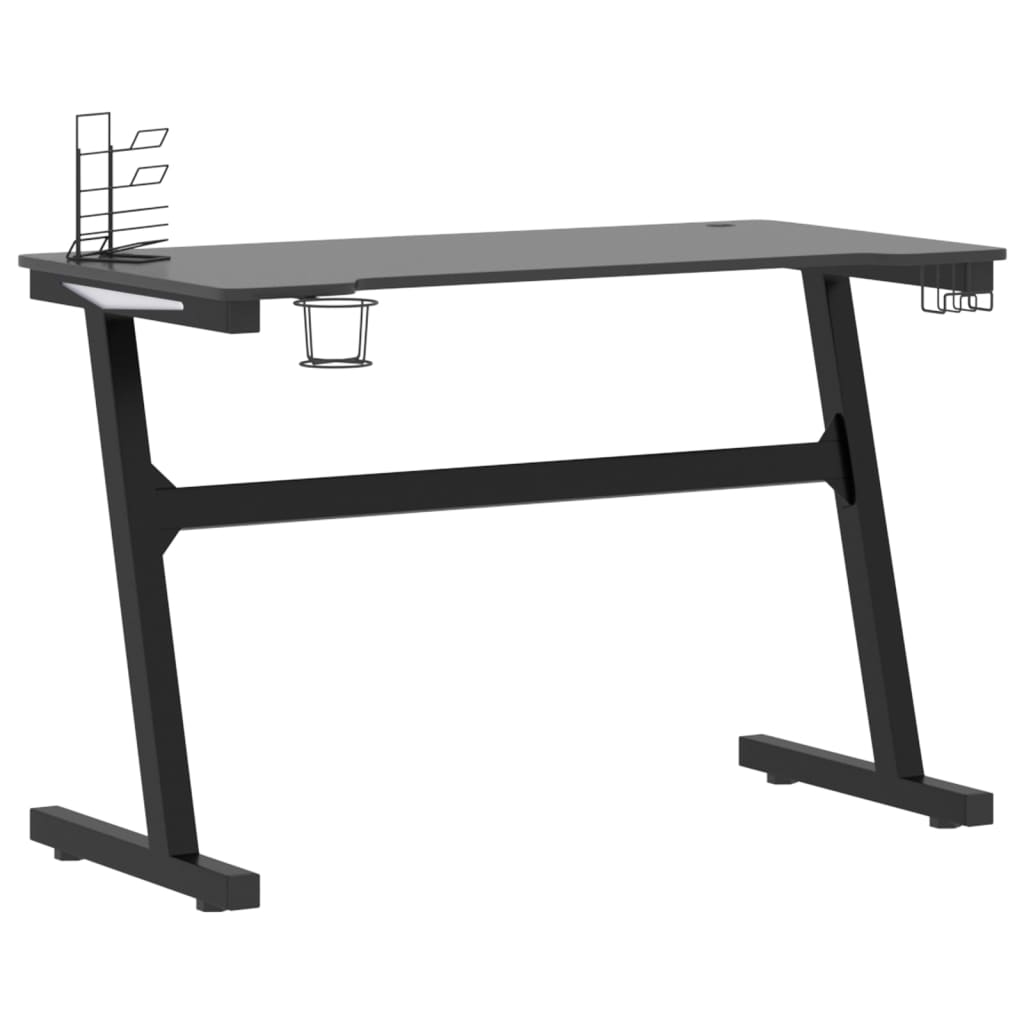 Gaming desk with Z-shaped legs LED 110x60x75 cm black