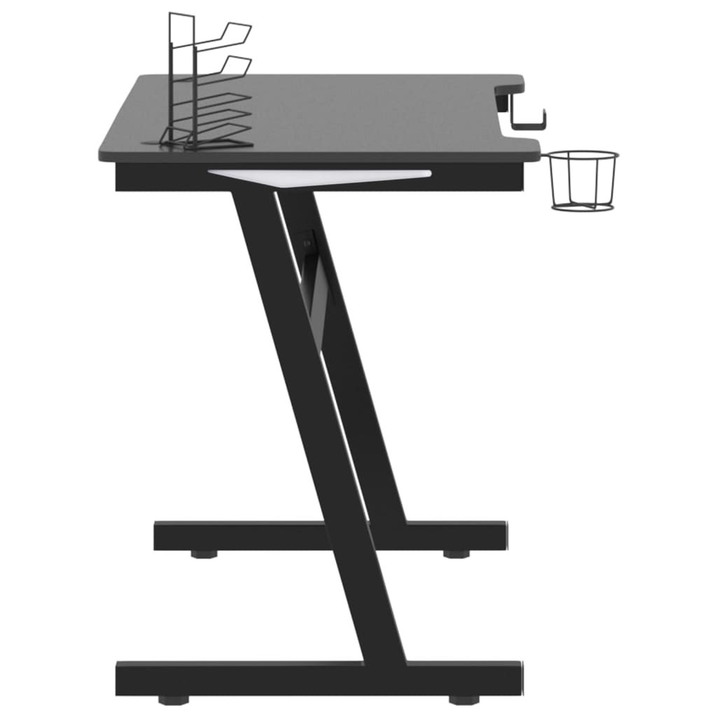 Gaming desk with Z-shaped legs LED 110x60x75 cm black