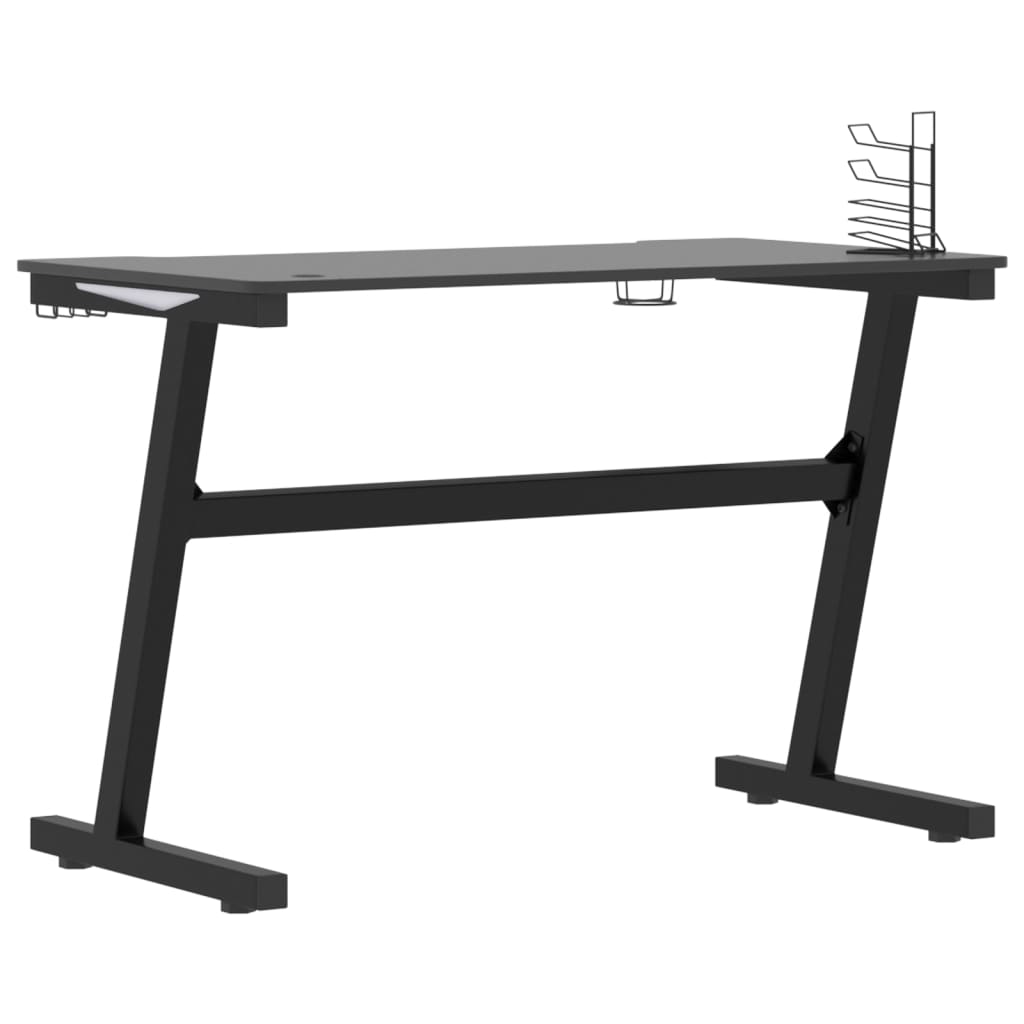 Gaming desk with Z-shaped legs LED 110x60x75 cm black