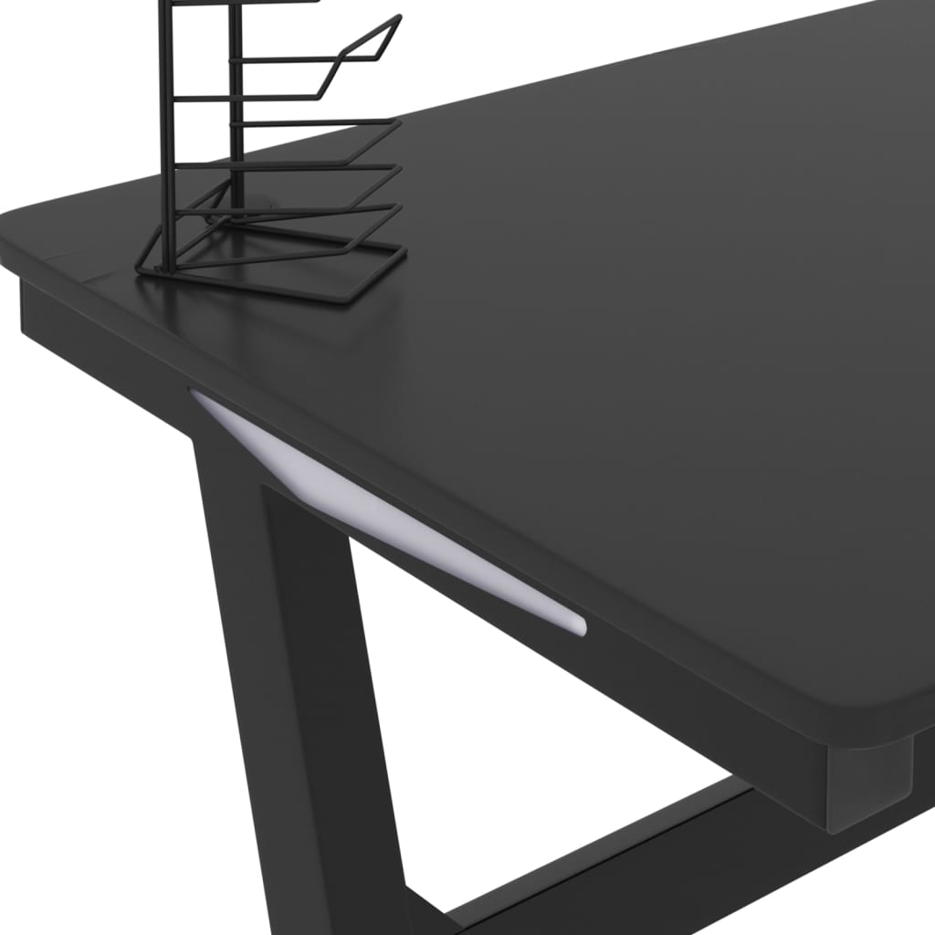 Gaming desk with Z-shaped legs LED 110x60x75 cm black