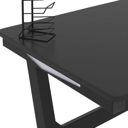 Gaming desk with Z-shaped legs LED 110x60x75 cm black