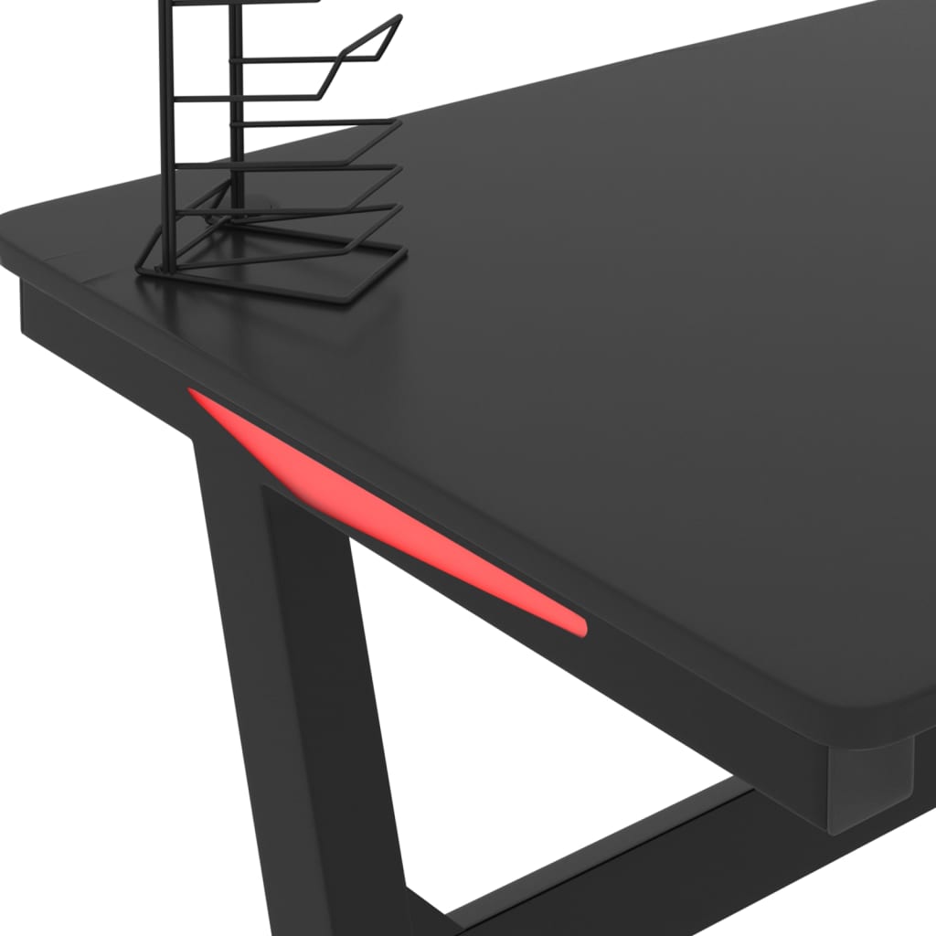 Gaming desk with Z-shaped legs LED 110x60x75 cm black