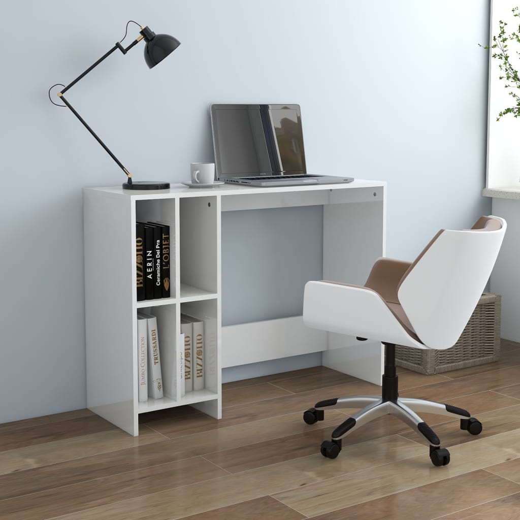 Desk 102.5x35x75 cm chipboard high-gloss white