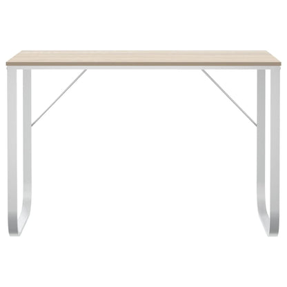 Computerbureau 110x60x73 cm spaanplaat wit en eikenkleurig