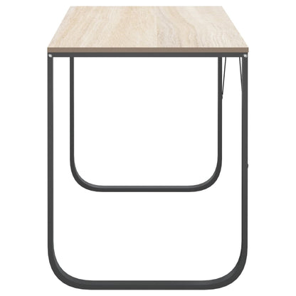 Computerbureau 110x60x73 cm spaanplaat zwart en eikenkleurig