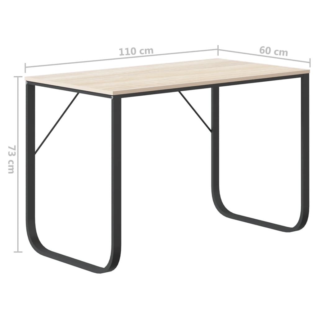 Computerbureau 110x60x73 cm spaanplaat zwart en eikenkleurig