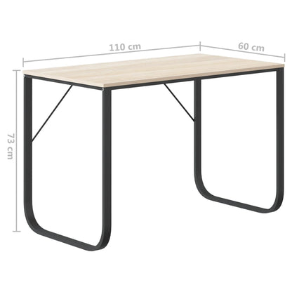 Computerbureau 110x60x73 cm spaanplaat zwart en eikenkleurig