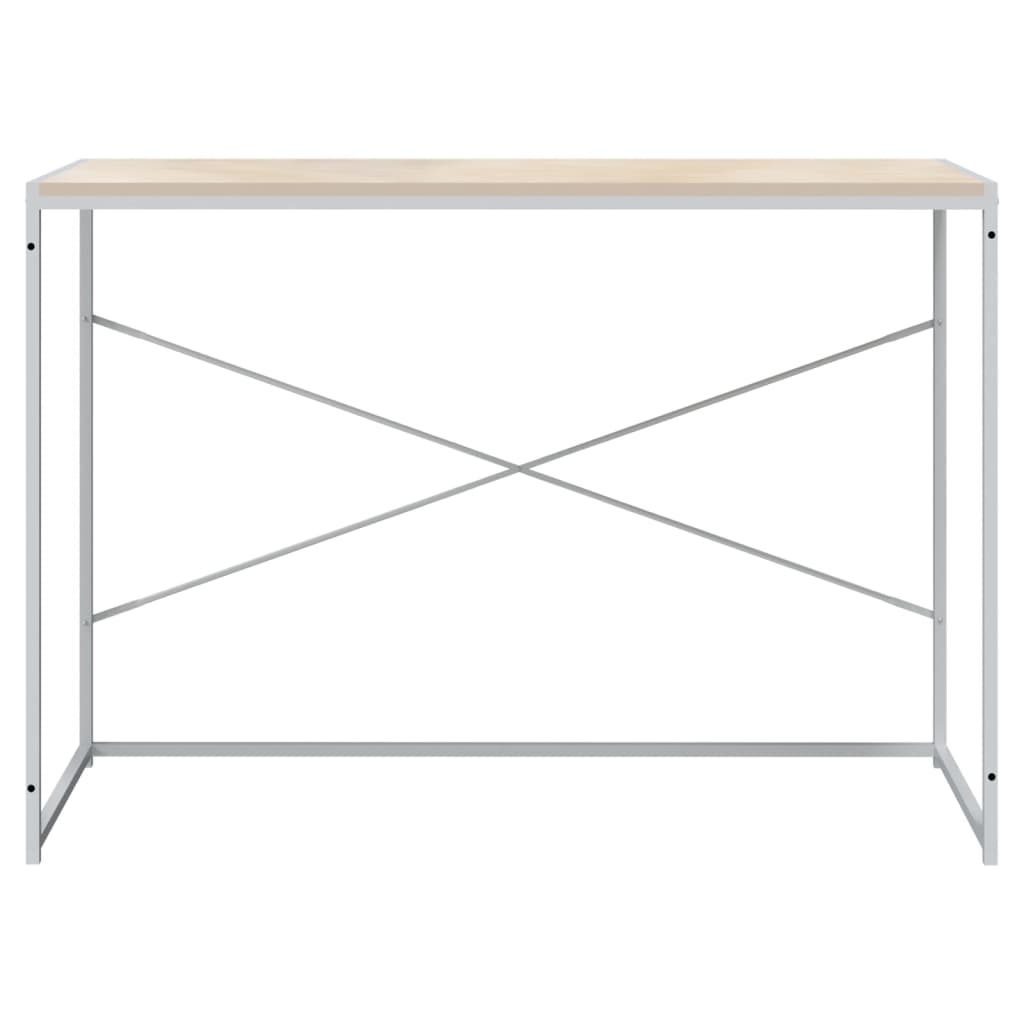Computerbureau 110x60x70 cm bewerkt hout wit en eikenkleurig