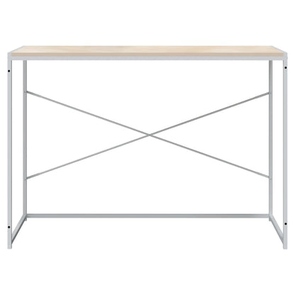 Computerbureau 110x60x70 cm bewerkt hout wit en eikenkleurig