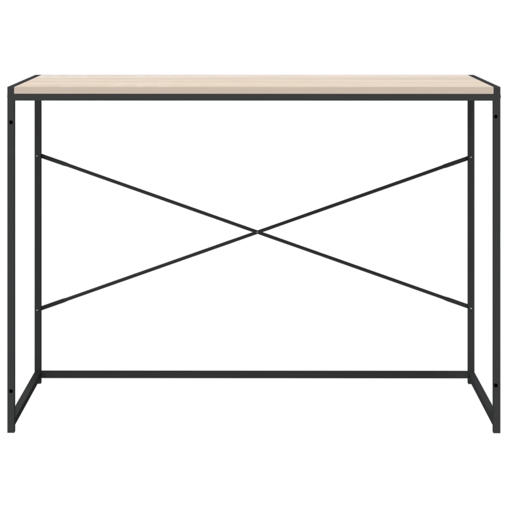 Computerbureau 110x60x70 cm bewerkt hout zwart en eikenkleurig