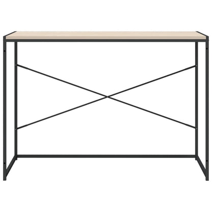 Computerbureau 110x60x70 cm bewerkt hout zwart en eikenkleurig