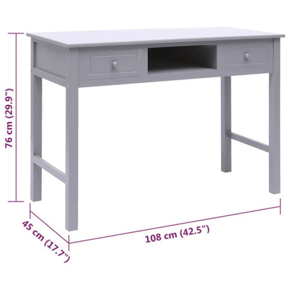 Desk 108x45x76 cm solid paulownia wood grey
