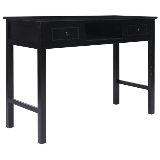 Desk 108x45x76 cm solid paulownia wood black