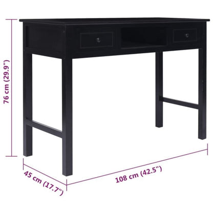 Desk 108x45x76 cm solid paulownia wood black