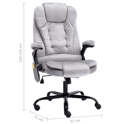 Massagekantoorstoel fluweel lichtgrijs